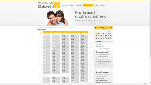 Internetové stránky - Stomatologie Odstrčil (web s rezervačním systémem)